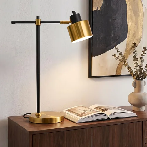 Miniatura 12 de OYEARS Lámpara de escritorio moderna de 22.2 pulgadas, lámpara de mesa de metal con bombilla LED, lámparas de lectura ajustables para sala de estar