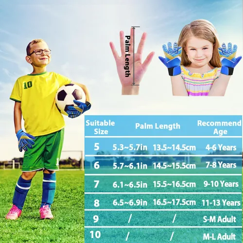 Miniatura 5 de Jalunth Guantes de Portero de Fútbol para Niños y Jóvenes, Guantes de Guardameta Jugador de Campo para Niños y Niñas, Palma de Látex Antideslizante