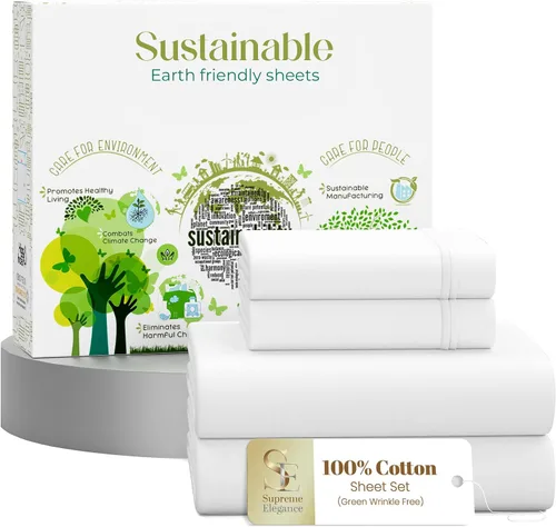 Miniatura 24 de Purity Home - Juego de sábanas 100% algodón de 400 hilos, percal refrescante, con bolsillo profundo elástico, ropa de cama de 3 piezas, lujo