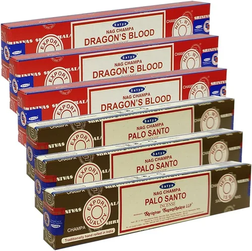 Miniatura 3 de Varillas de incienso de Sangre de Dragón y Palo Santo con soporte, paquete de variedad de la marca House of Nag Champa y Trumiri