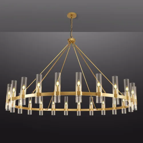 Miniatura 22 de Candelabro de 12 Luces de Latón Redondo 36" Candelabros de Rueda de Vagón de 91 cm para Fijo de Iluminación de Comedor Tubo de Vidrio Transparente