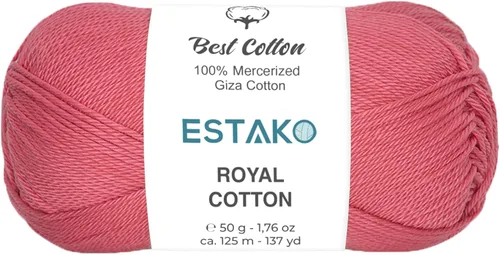 Miniatura 30 de Estako Algodón Royal, 100% hilo de algodón giza mercerizado, suave, súper fino 1 para ganchillo y tejer, 1.76 onzas (50g) / 137 yardas (125m)