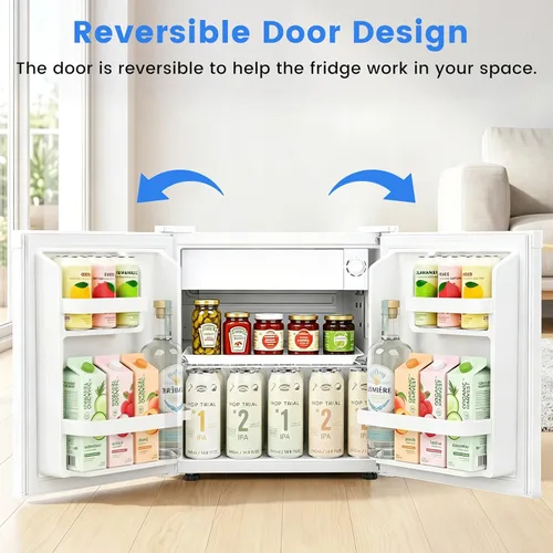 Miniatura 4 de Antarctic Star Mini refrigerador con congelador, clasificado 1.6 pies cúbicos, refrigerador vertical pequeño con estantes removibles, 7 termostato