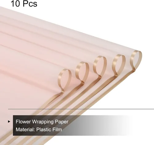 Miniatura 3 de MECCANIXITY 10 piezas de papel de regalo de flores con borde dorado, color loto, 22.8 x 22.8 pulgadas, impermeable, para suministros de ramo