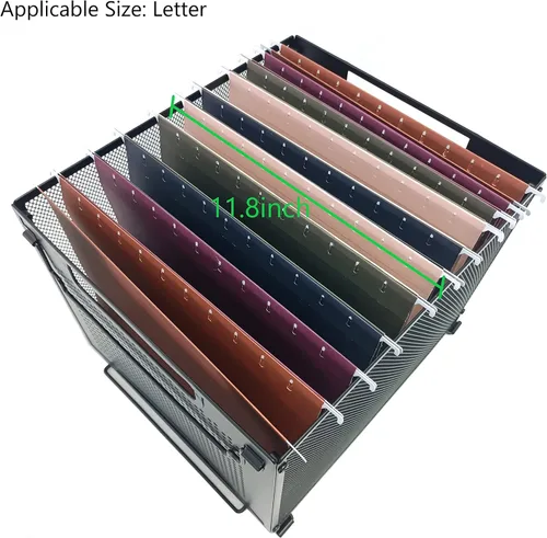 Miniatura 8 de SETTFRFE Organizador de carpetas de archivos colgantes de malla metálica tamaño carta, color negro
