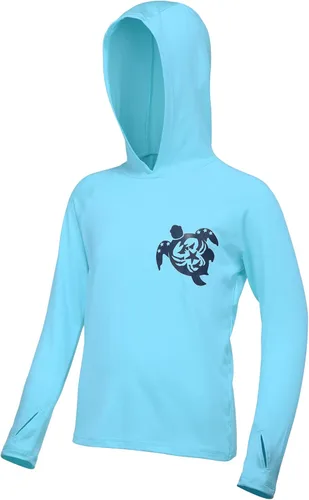 Miniatura 30 de Sudadera con capucha para niños, protección solar UPF 50+, manga larga, protección solar UV, camisa de pesca para niños y jóvenes, camisas de agua