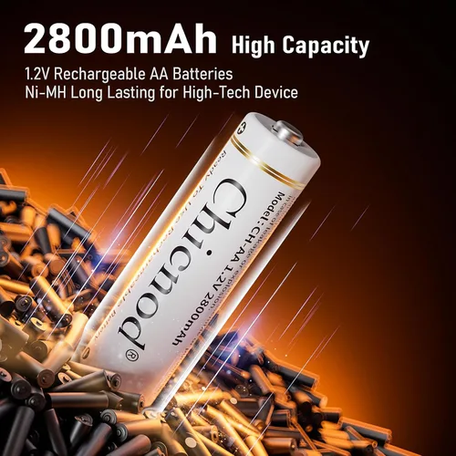 Miniatura 5 de Baterías AA Recargables con Cargador, Batería Ni-MH de Alta Capacidad de 2800mAh, Paquete de 8 de 1.2V Doble A NiMH con Cargador Tipo-C de Carga