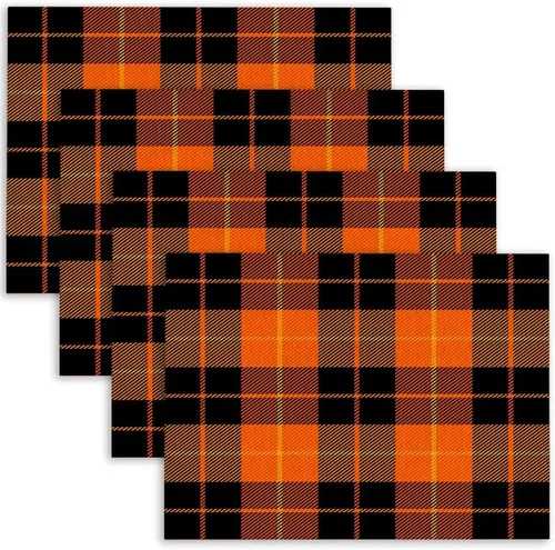 Miniatura 13 de Mrcrypos Juego de 4 manteles individuales de otoño, Halloween, Acción de Gracias, fáciles de limpiar, juego de 4 manteles individuales lavables