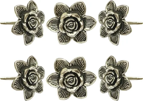Perilla Home Juego de 6 pomos cromados vintage – Perillas decorativas antiguas de flores – para accesorios de gabinete de cocina del hogar, armario,