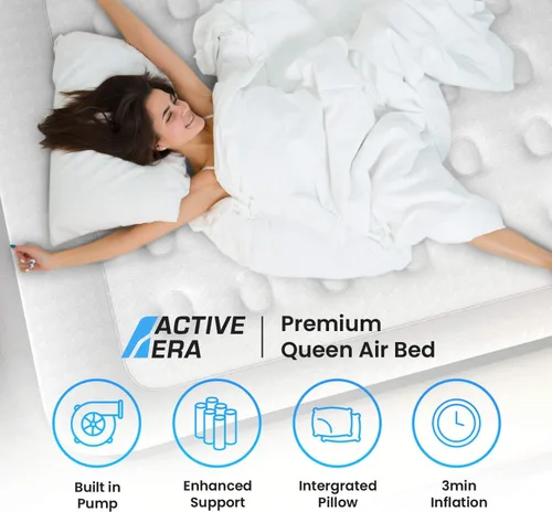 Miniatura 2 de Active Era Colchón de aire Queen prémium de 20 pulgadas con bomba integrada, almohada elevada, resistente a pinchazos, parte superior suave