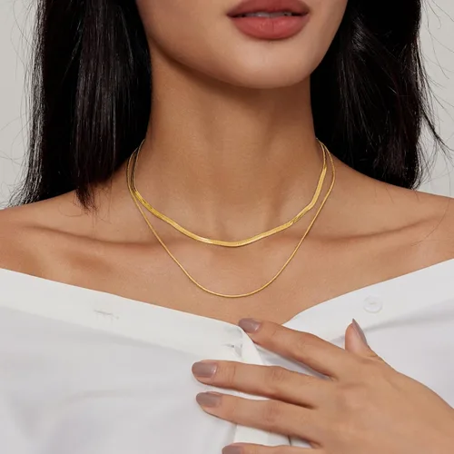 Miniatura 3 de Collares para mujer chapados en oro, esmeralda, corazón, apilable, gargantilla de cadena delicada, joyería para mujer, regalos simples