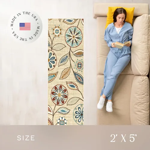 Miniatura 3 de Maples Rugs Reggie - Alfombra floral para pasillo, fabricada en Estados Unidos, lavable, antideslizante, para cocina, pasillo y lavandería, 2 x 5