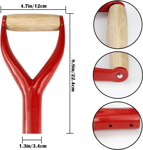 Miniatura 3 de Mango de agarre en Y, mango de 1.2 in de diámetro interior, pala de metal, manijas de repuesto para accesorios de jardín, asas con agarre de madera