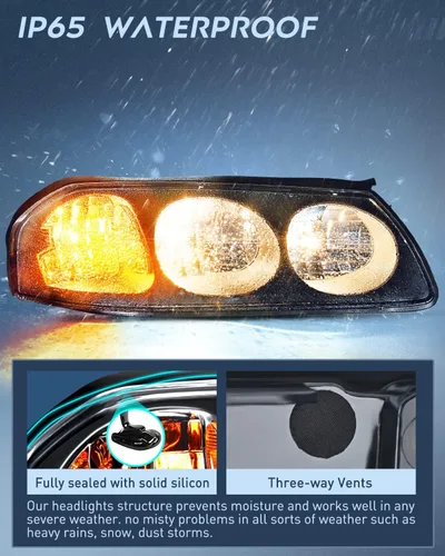 Miniatura 4 de Nilight Conjunto de faros compatible con 2000 2001 2002 2003 2004 2005 Chevy Impala Faro de repuesto con carcasa negra y reflector ámbar
