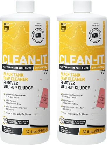 Miniatura 8 de Unique Limpiador Líquido para Tanque Negro de RV Clean-It - Resetea Efectivamente los Tanques Negros Sucios de RV - Elimina Olores y Residuos (32 oz)