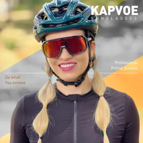 Miniatura 2 de KAPVOE Gafas de sol polarizadas para ciclismo, deportes, UV400, para correr, pesca, béisbol, para hombres y mujeres, K62 Negro rojo