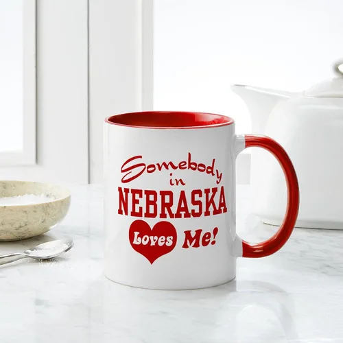 Miniatura 30 de CafePress I Love Nebraska Taza de café de cerámica de 11 oz (11.0 fl oz)