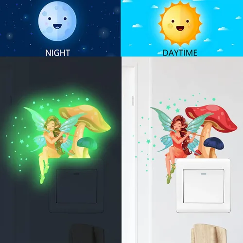 Miniatura 2 de Calcomanías de pared de hongos, calcomanías de decoración de interruptor de luz, calcomanías de interruptor, calcomanías de pared brillantes