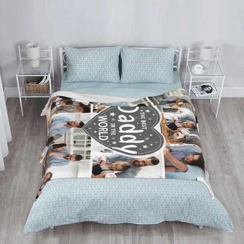 Miniatura 5 de Regalo para papá de hija manta personalizada con fotos, manta suave personalizada, regalo de cumpleaños para papá, manta del mejor papá del mundo