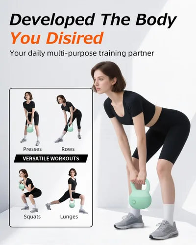 Miniatura 6 de Soft Kettlebell, Safe Strength Training Kettle bell, Cushioned Impact-Resistant Base and Anti-Slip Grip Weight, Kettlebells Set for Home Workouts