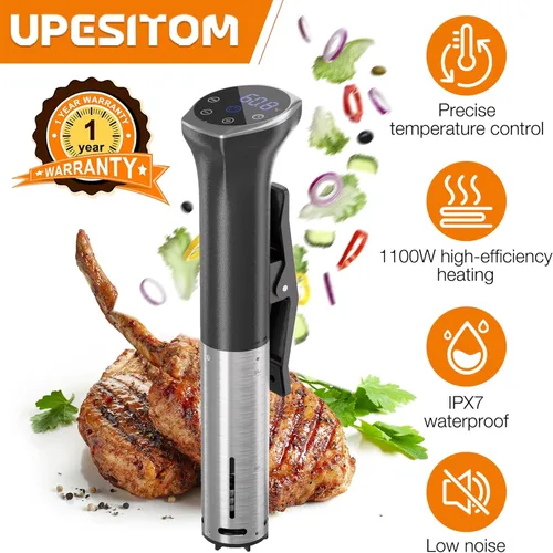 Miniatura 2 de Wifi Sous Vide Cooker 1100W Sous Vide Circulador de inmersión de precisión para filete perfecto, pollo tierno y comidas saludables, ultra silencioso