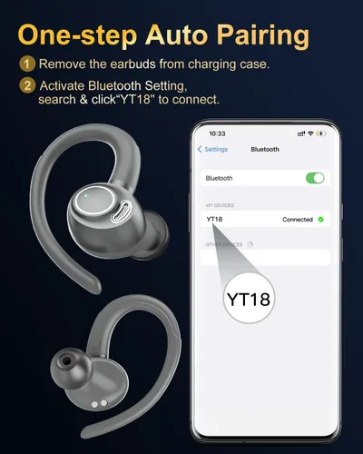Miniatura 3 de Audífonos inalámbricos, auriculares Bluetooth 5.4 deportivos, auriculares sobre la oreja con ENC, cancelación de ruido con micrófono, 48H, Gris