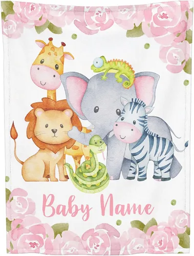 Miniatura 8 de Mantas de bebé personalizadas con diseño de animales, manta personalizada con nombre para niños y niñas, manta de bebé personalizada, regalos