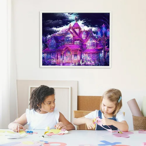 Miniatura 2 de CAYUDEN Pintura por números para niños, 16 x 20 pulgadas, pinturas acrílicas de castillo por números para niños principiantes, kit de pintura