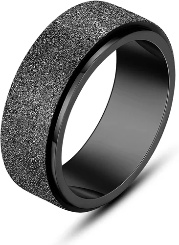 ALEXTINA - Anillo de juguete para ansiedad para mujeres y hombres, giratorio, acero inoxidable, 0.24 y 0.31pulgadas, alivio de ansiedad, para