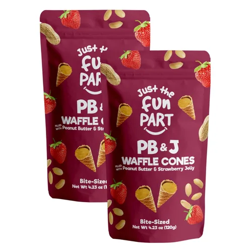 Miniatura 12 de Just The Fun Part Mini conos de gofre crujiente de tamaño bocado Rellenos con chocolate belga premium Excelentes para bocadillos, postres