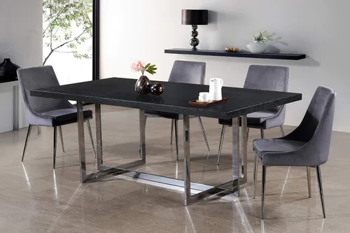Miniatura 2 de Meridian Furniture Karina Collection Modern - Silla de comedor tapizada de terciopelo contemporánea con patas de metal resistentes, juego de 2, 19.5