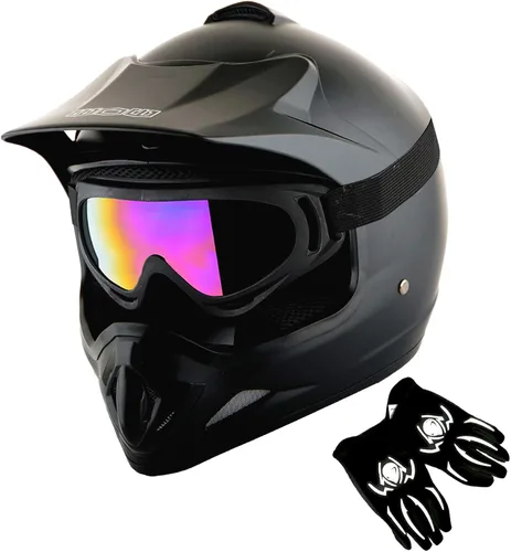 Miniatura 17 de WOW Casco de motocross BMX MX ATV para niños y jóvenes, casco Dianosour Dragon + gafas + guante marciano juvenil: paquete HJOY MG