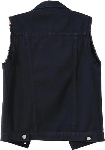 Miniatura 2 de Chaleco de mezclilla casual para mujer, sin mangas, rasgado, chaleco con bolsillos