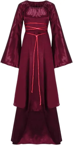 Miniatura 9 de Disfraz de bruja medieval vintage para mujer, vestido irlandés de manga acampanada, estilo steampunk, vestido renacentista de Ren Faire Negro