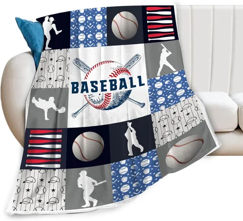 Manta decorativa de béisbol – Cómodo forro polar de franela de felpa, ligera, cálida, suave, esponjosa, difusa, 40 x 50 pulgadas para niños, niños,