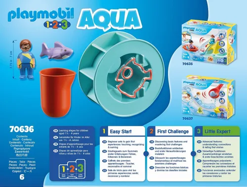 Miniatura 4 de PLAYMOBIL 1.2.3 Rueda de agua Aqua con Baby Shark