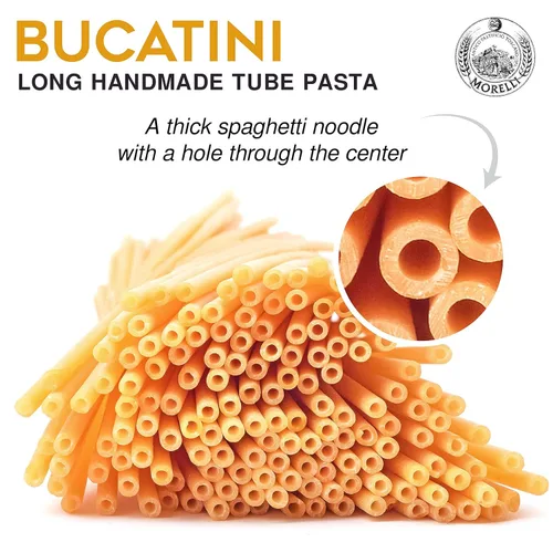 Miniatura 3 de Morelli Bucatini - Pasta italiana orgánica de primera calidad de Italia - Marca de pasta gourmet hecha a mano y familiar - Pasta de sémola de trigo