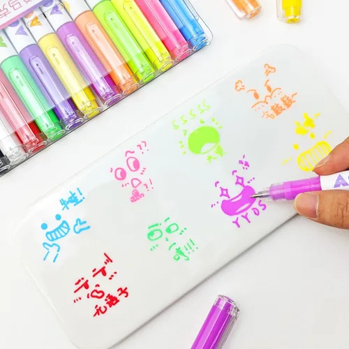 Miniatura 2 de kander Bolígrafos de gel acrílico, 12 colores resaltadores de tinta de gel acrílica con punta de bala, cobertura fuerte, gran capacidad de tinta