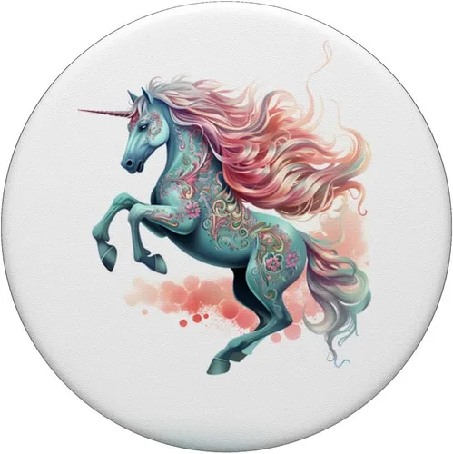 Miniatura 3 de PopSockets PopGrip intercambiables de melena fluida rosa unicornio floral