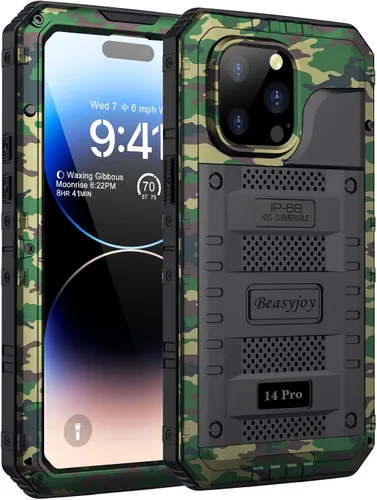 Miniatura 17 de Beasyjoy Funda impermeable para iPhone 14 Pro Max, funda de metal resistente con protector de pantalla integrado, protección de cuerpo completo