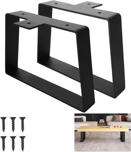 WOPPLXY 2 patas de mesa de metal de 6 pulgadas, patas negras para muebles, patas de mesa trapezoidales, patas de banco de metal para armarios de TV