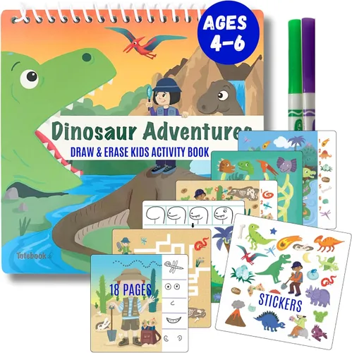 Miniatura 11 de Libro de Actividad Educativa de Viaje para Niños Totebook con Marcadores Lavables - Actividades de Auto y Avión, Juguetes Educativos para Niños