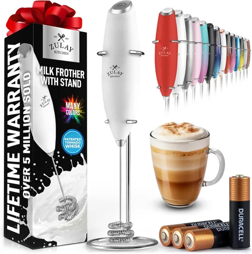 Miniatura 97 de Zulay Kitchen Espumador de leche de mano con pilas Duracell AA – Mezclador eléctrico ultrarrápido y creador de espuma, mezclador de bebidas fácil