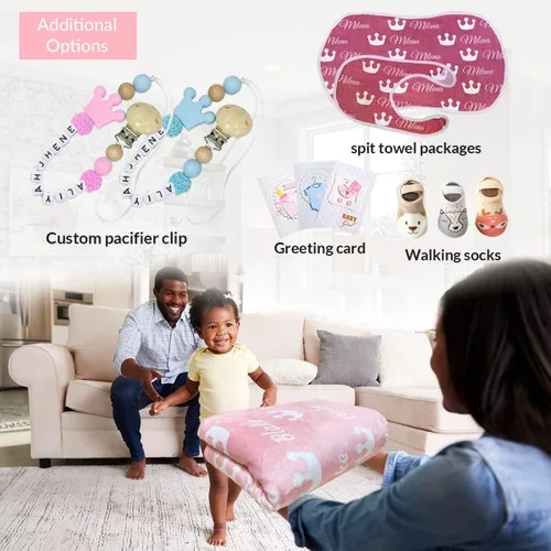 Miniatura 2 de Mantas de bebé personalizadas para niñas con nombre - Mantas suaves para bebé recién nacido - Mantas personalizadas (30-40 pulgadas)