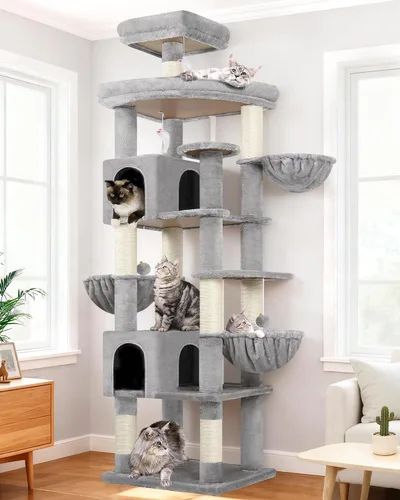 Miniatura 12 de Globlazer Torre de árbol para gatos extra grande, 82 pulgadas de alto, árbol para gatos de interior, torre grande para gatos grandes y adultos con 8