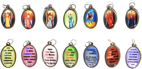 Miniatura 3 de Siete Arcángeles Miguel Jofiel Chamuel Gabriel Raphael Uriel zadkiell Medallas Ángeles Pack de 7 Ángeles semanal Protección Religiosa Regalo