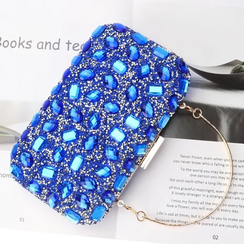 Miniatura 7 de Bolso de mano de lentejuelas brillantes con diamantes de imitación para mujer, bolso de mano de noche, bolso de hombro para boda, fiesta, baile