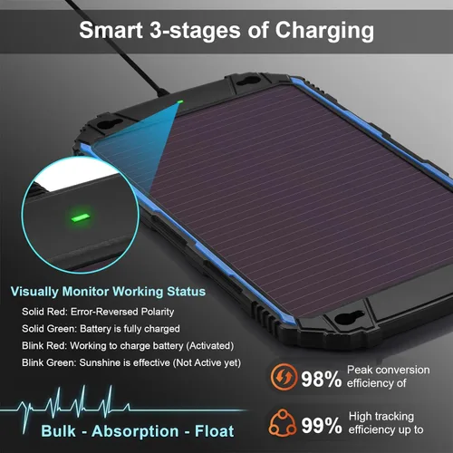 Miniatura 2 de SUNER POWER Cargador de batería solar impermeable de 5 W 12 V y mantenedor Pro, controlador de carga MPPT ultrainteligente integrado, kit de carga