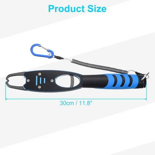 Miniatura 2 de PATIKIL Clip de labios de pescado con escala, 40 libras (39.7 lbs) de aleación de aluminio, clip de labios de pesca profesional, herramienta de Azul