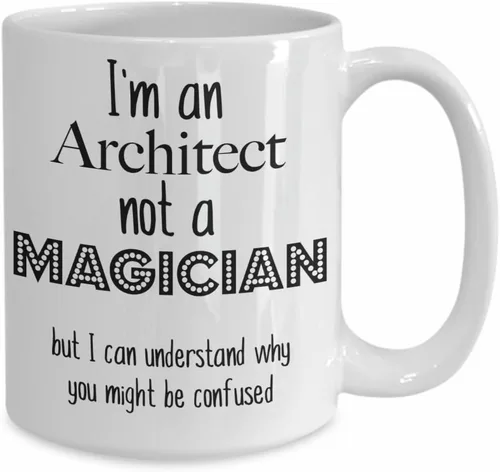 Miniatura 2 de Funny arquitecto taza, I 'm un arquitecto no un mago, arquitecto taza de café, 11onza, Blanco